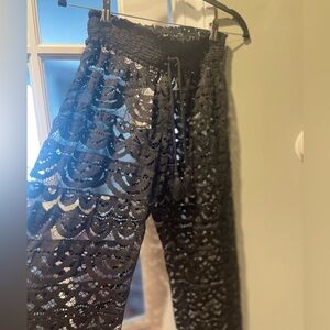 NWT- Black Lace Woman’s swim cover up pants from Macy’s.